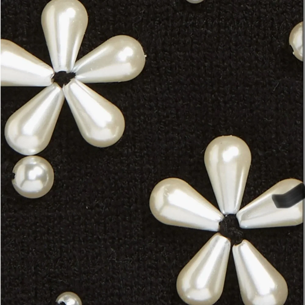 Lele Sadoughi Black Fingerless Gloves with Pearl Embellishments - NWOT - Picture 2 of 4